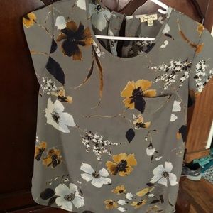 Gray floral blouse